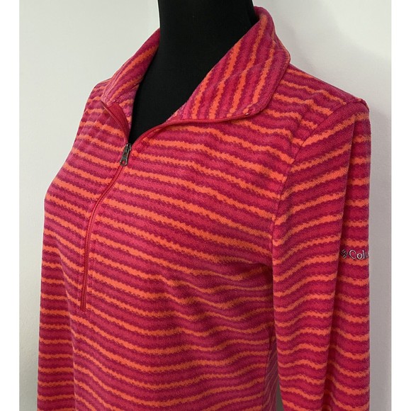 Columbia Fleece Pullover Women's M Pink Orange Lightweight Jacket - Picture 3 of 7